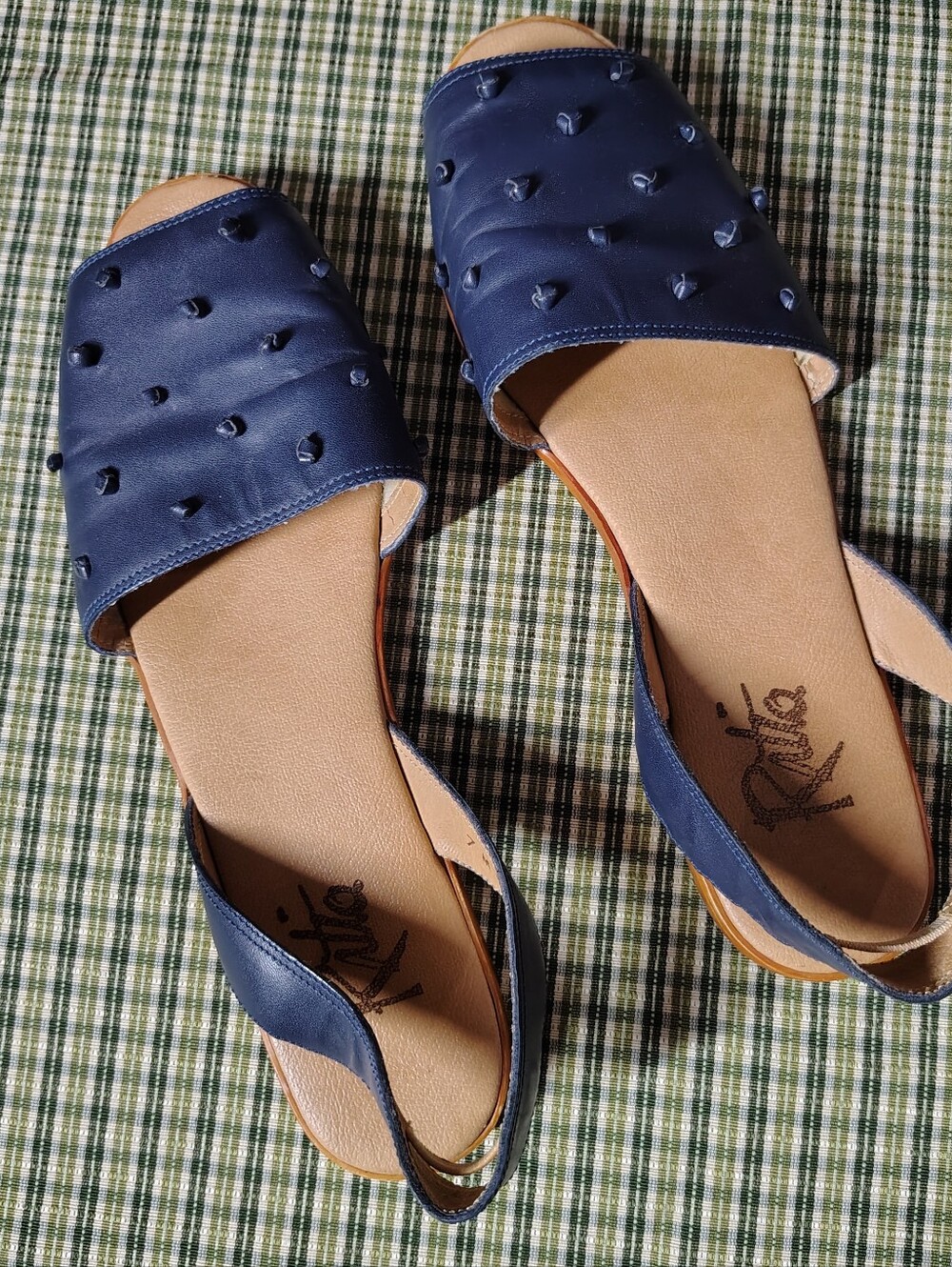 Ritto Brazil 'Kyle' Leather Knot Slingback Sandals – Navy Blue (Size 7)